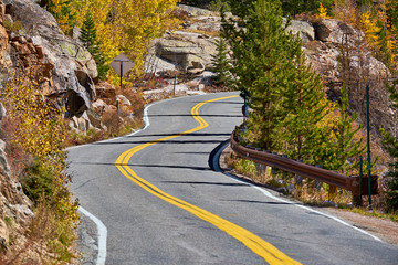 Highway at autumn in Colorado, USA.