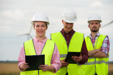 Concept of engineers and windmills