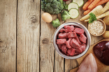 Fresh ingredients for a healthy dog diet