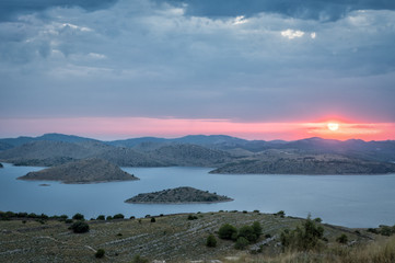 Sunset in National parks in Adriatic sea, Croatia (Telascica and Kornati)