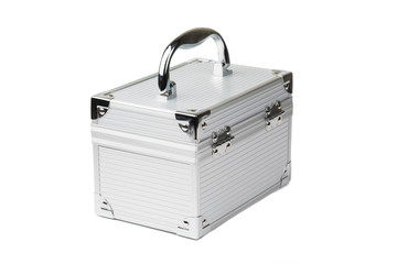 Chromed make up box on isolated white background