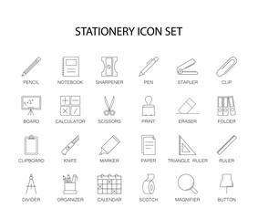 Line icons set. Stationery pack. Vector illustration	