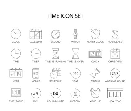 Line icons set. Time pack. Vector illustration	