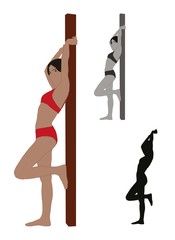 Realistic flat colored illustration of a leaning Sexy woman
