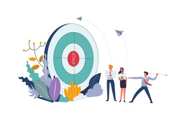 Business meeting and target with dollar sign aim vector
