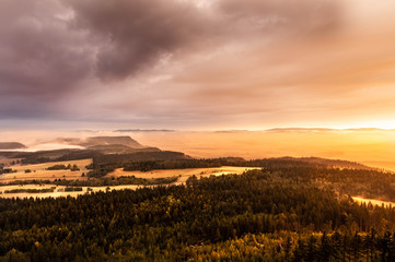  Sunrise over trees and meadows