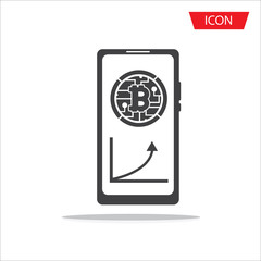 Bitcoin icon. Pile of coins. icon vector isolated on white background.