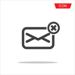 Delete email icon vector isolated on white background.