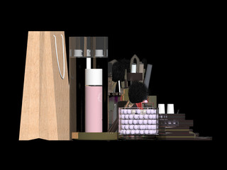 Fototapeta premium 3d render of cosmetics makeup equipments