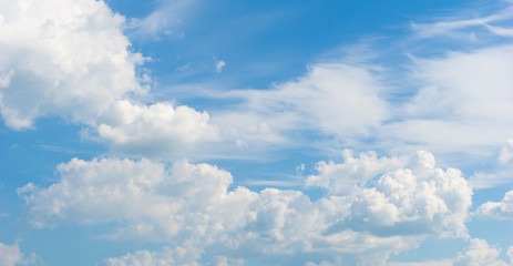 Blue sky and beautiful cirrus clouds on a sunny day, background texture
