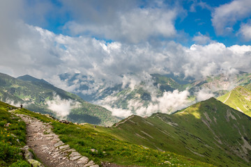 Fototapeta premium View from the top of Kasprowy Wierch in summer, Poland
