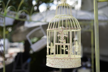 White vintage birdcage