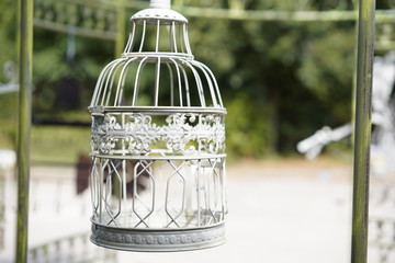 White vintage birdcage