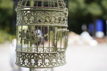 White vintage birdcage