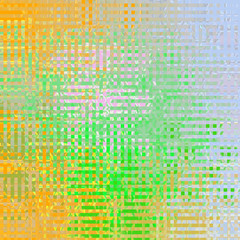 Squares in vintage style on light background. Abstract bokeh background in green, orange and white for print or blank