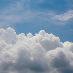 The big fluffy white cloud in the blue sky.