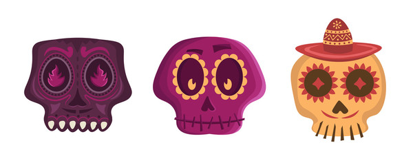 Skull set, Mexican day of the dead