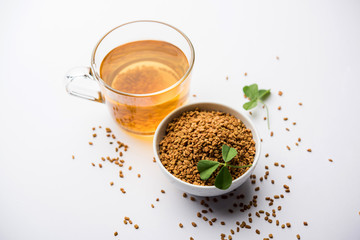 Fenugreek Seeds or Methi Dana drink by soaking it in water overnight. helpful in weight loss, digestion and blood sugar treatment