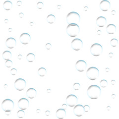Underwater fizzing air bubbles on white background. Fizzy sparkles in water, sea, aquarium, ocean. Effervescent drink. Undersea vector texture.