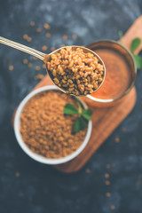 Fenugreek Seeds or Methi Dana drink by soaking it in water overnight. helpful in weight loss, digestion and blood sugar treatment