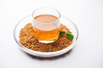 Fenugreek Seeds or Methi Dana drink by soaking it in water overnight. helpful in weight loss, digestion and blood sugar treatment