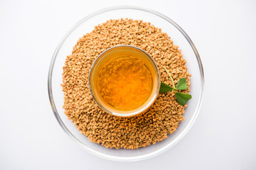 Fenugreek Seeds or Methi Dana drink by soaking it in water overnight. helpful in weight loss, digestion and blood sugar treatment