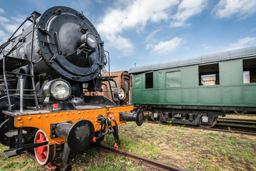 Old retro steam train locomotive