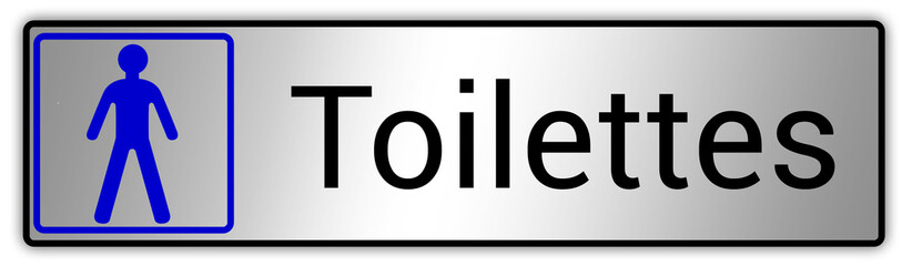 Panneau en France : Toilettes pour hommes et femmes, wc mixtes et unisexe - panneau pour salle de bain, toilettes et autres commodités texture en métal 