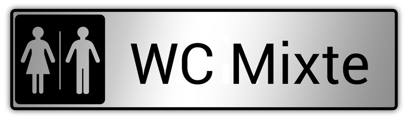 Panneau en France : Toilettes pour hommes et femmes, wc mixtes et unisexe - panneau pour salle de bain, toilettes et autres commodités texture en métal