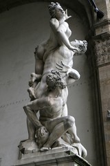 Obraz premium The Rape of the Sabine Women, Piazza Della Signoria, Florence, Loggia dei Lanzi, statue, sculpture, monument, art, italy, history,