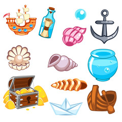 Set of underwater vector objects
