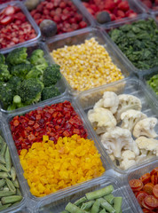 Frozen vegetables in the fridge.