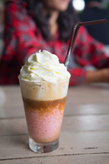Ice blend coffee mix strawberry syrup