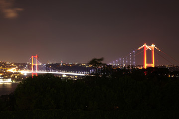 The night view of Bosphorus Bridge