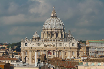 Naklejka na ściany i meble Panoramic cityscape of Rome with Saint Peter s Basilica , Rome, Italy.