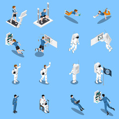 Astronauts Isometric Icons Collection © Macrovector