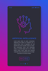 Artificial intelligence, AI in mobile app, vector template