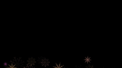 Abstract background with a variety of colorful snowflakes. Big and small.