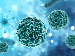 3D medical background with abstract virus cells