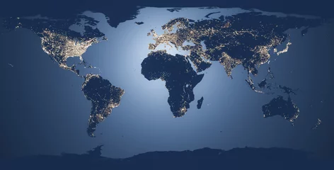 Store enrouleur Carte du monde world map illustration night