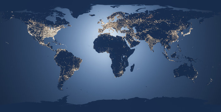 Fototapeta mapa świata ilustracji nocy