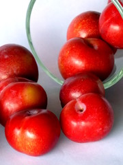 Cherries. Delicious ripe organic fresh cherries in a white background. (Healthy fruit, cherry)