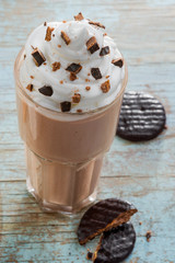 Yummy cocktail with ice cream and milk