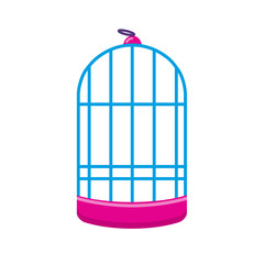Cylindrical bird cage icon in flat style