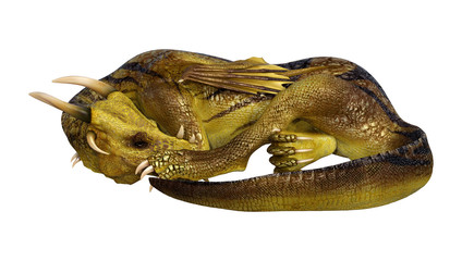 3D Rendering Fairy Tale Dragon on White