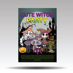 Cute witch Halloween Poster., Halloween content.