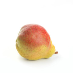 yellow ripe pear on white background