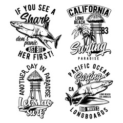 Vintage labels set with lettering composition on white background. T-shirt logo design.