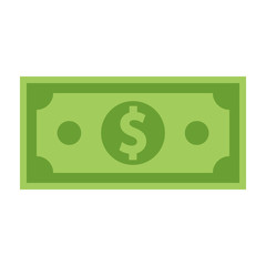 Money bill isolated on white background. Vector illustration.