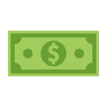 Money bill isolated on white background. Vector illustration.